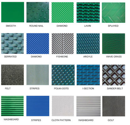 حزام سير بنمط PVC مقاوم للاهتراء سيور ناقلة خشنة أعلى باللون الأخضر / الأسود / الأزرق متوفرة بألوان مختلفة