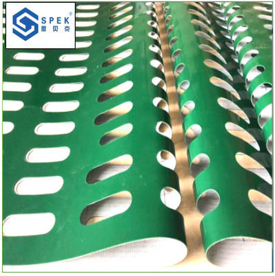 أبيض / أزرق / أخضر حزام سير مثقوب مخصص PVC PU حزام سير ناقل